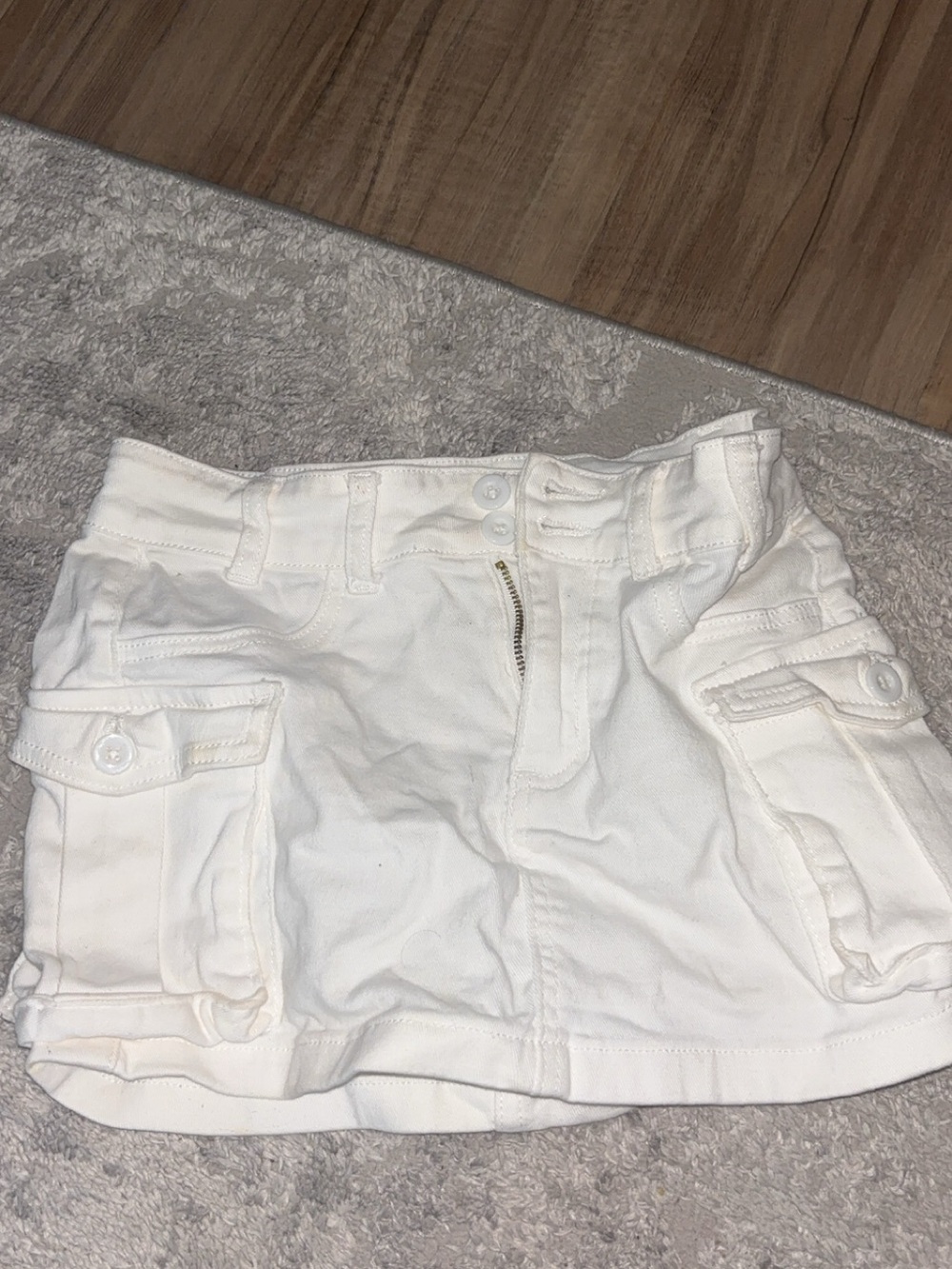 White Cargo Mini skirt for Women - Casual Utility Style